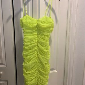 Neon green ruched dress